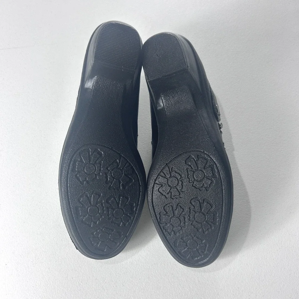 Easy Street Shoes Women's Darcy Comfort Black Croc Trim Zip Bootie 8.5 Slip On - Picture 11 of 11